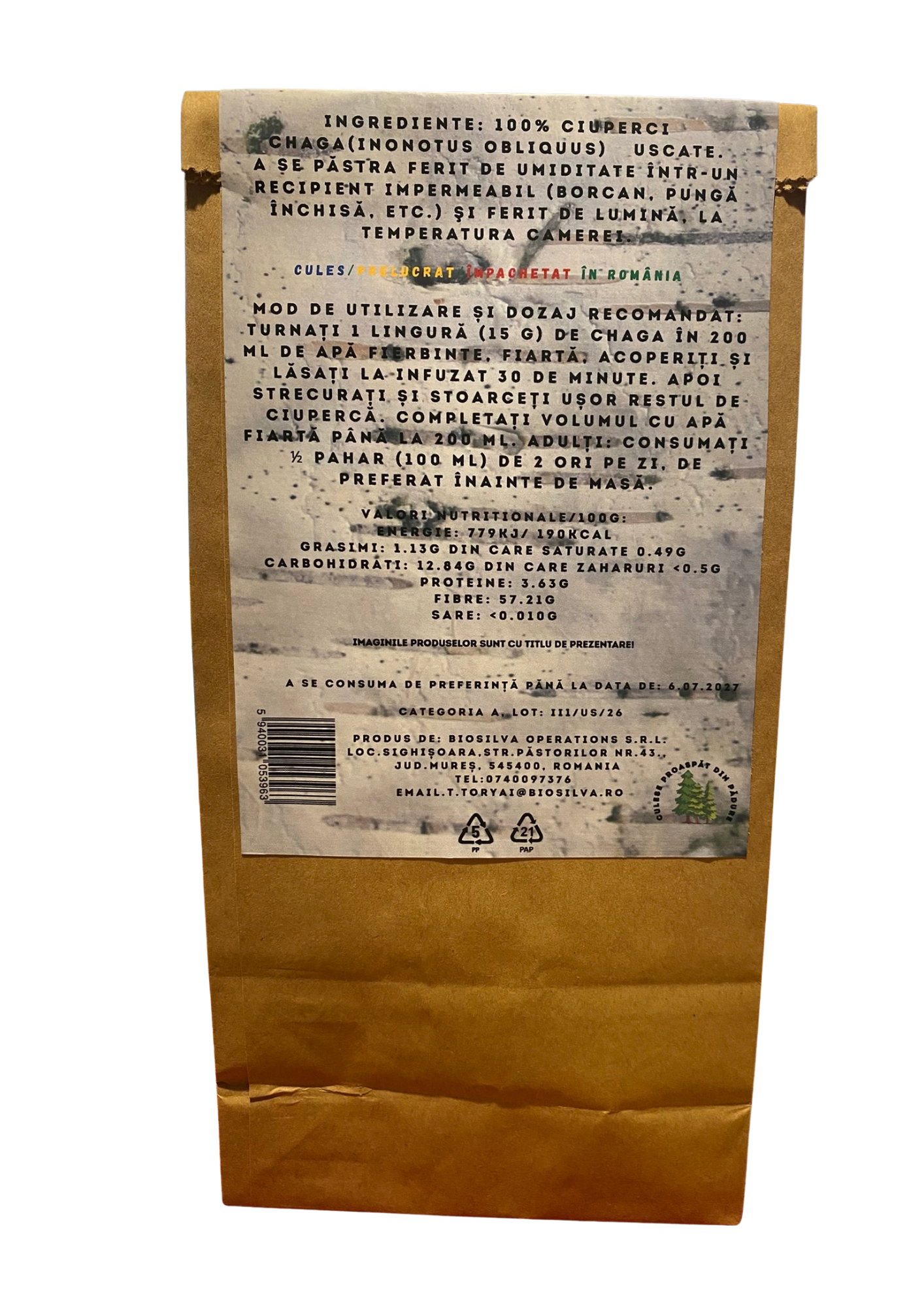 Bucăți de Chaga deshidratat 50 gr.